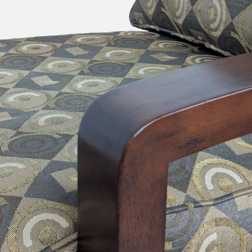 Bauhaus Modern Geometric Lounge Chair with Dark Wood Frame