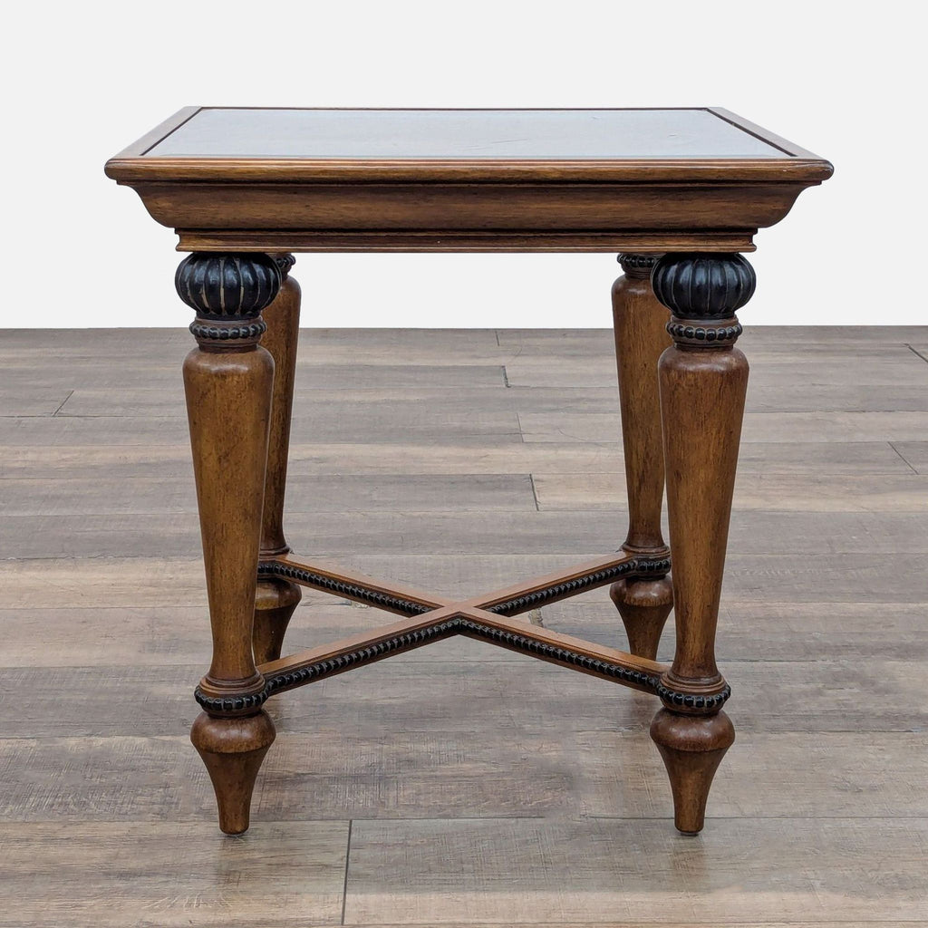 Glass Top End Table with Bead Trim