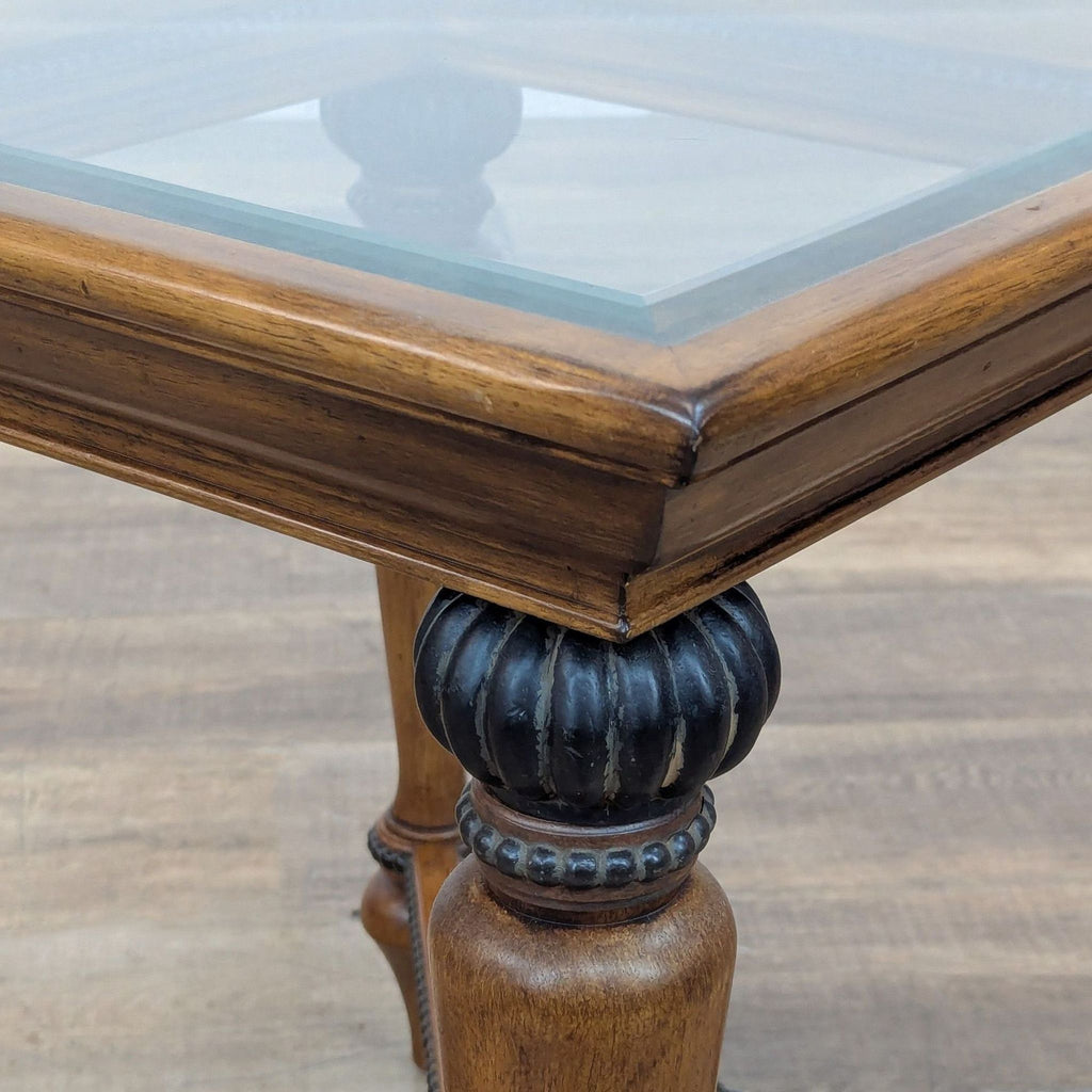 Glass Top End Table with Bead Trim
