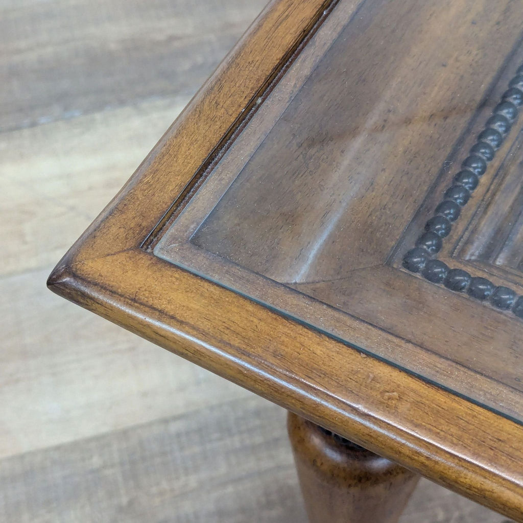 Glass Top End Table with Bead Trim