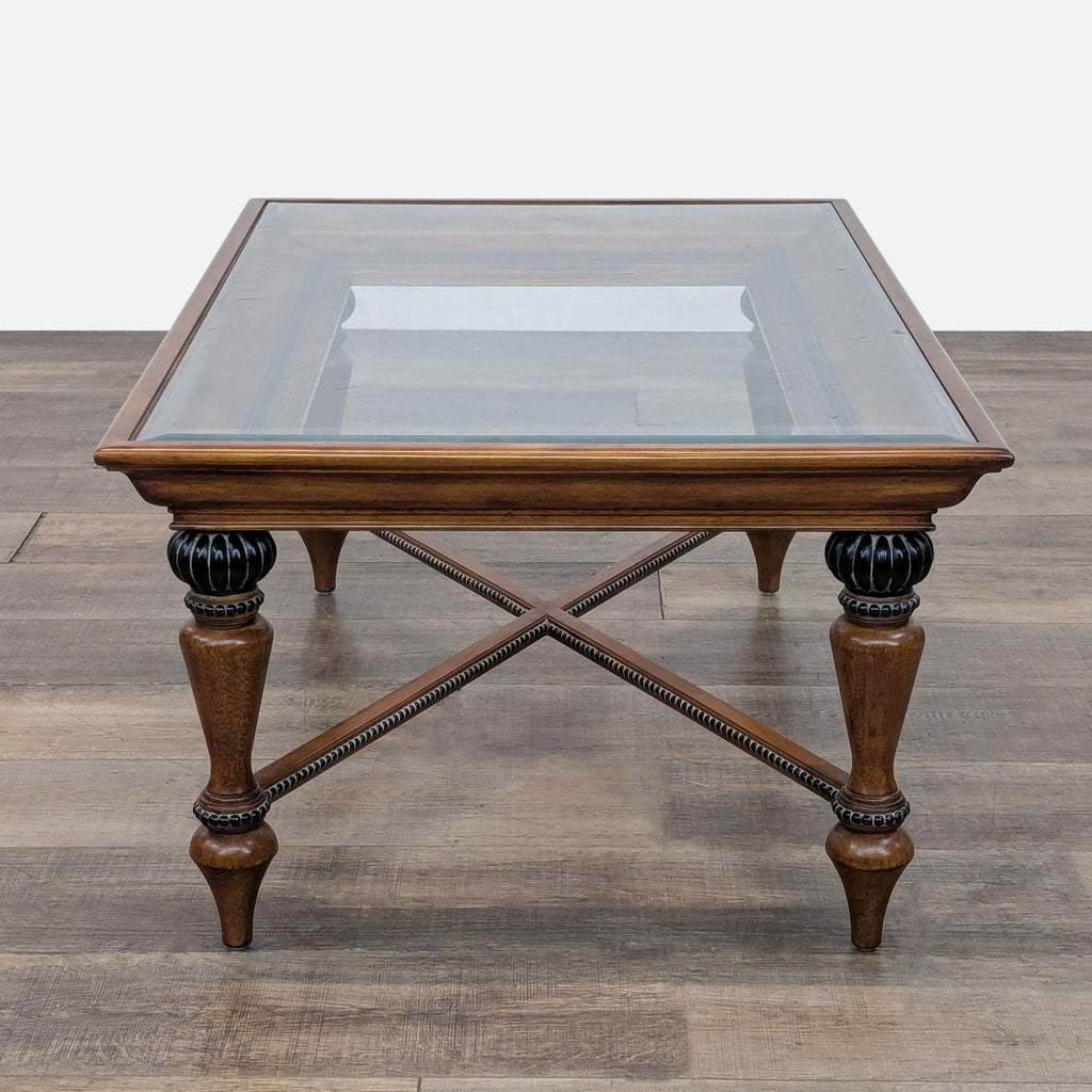Glass Top Coffee Table with Bead Trim