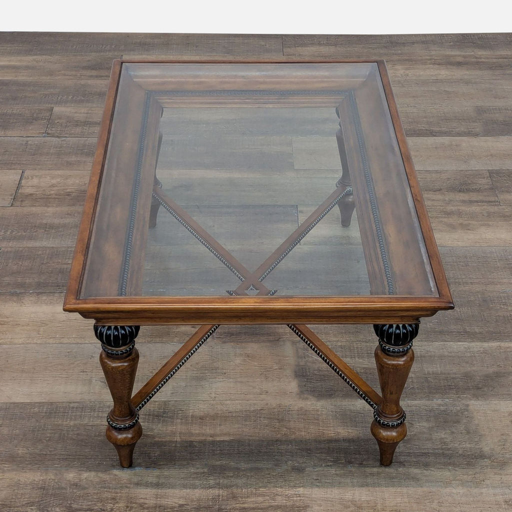 Glass Top Coffee Table with Bead Trim