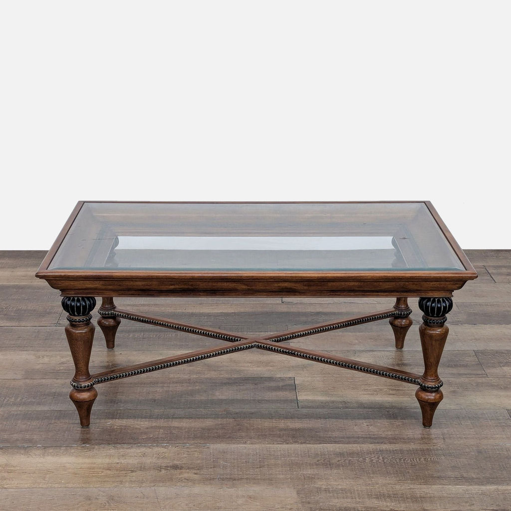 Glass Top Coffee Table with Bead Trim