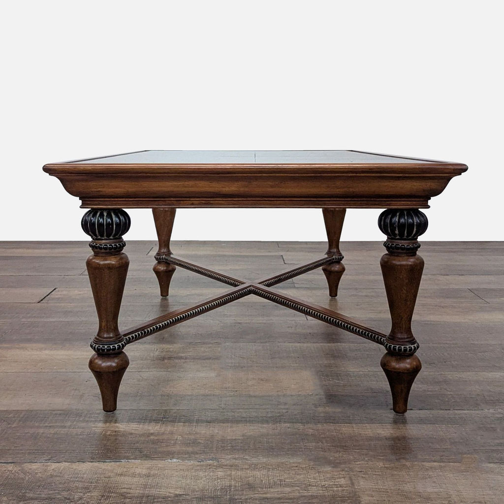 Glass Top Coffee Table with Bead Trim