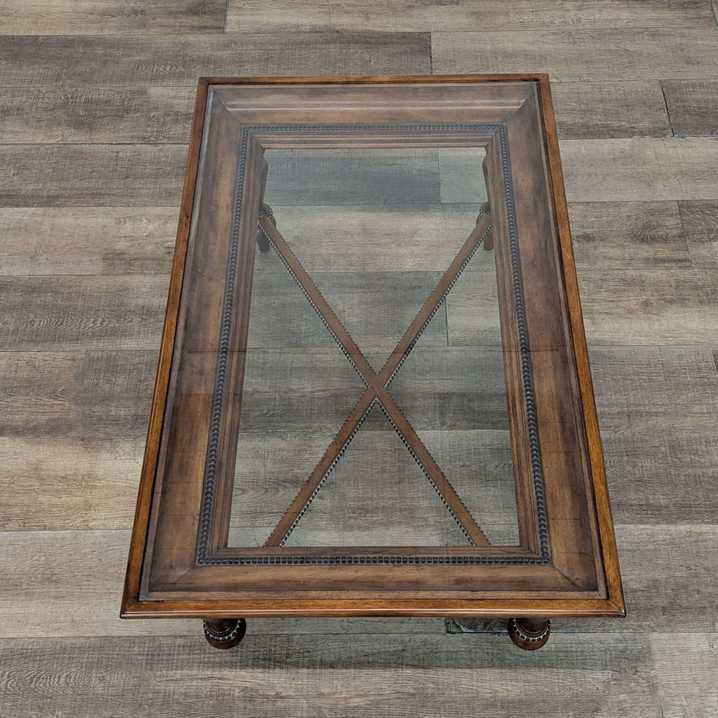 Glass Top Coffee Table with Bead Trim