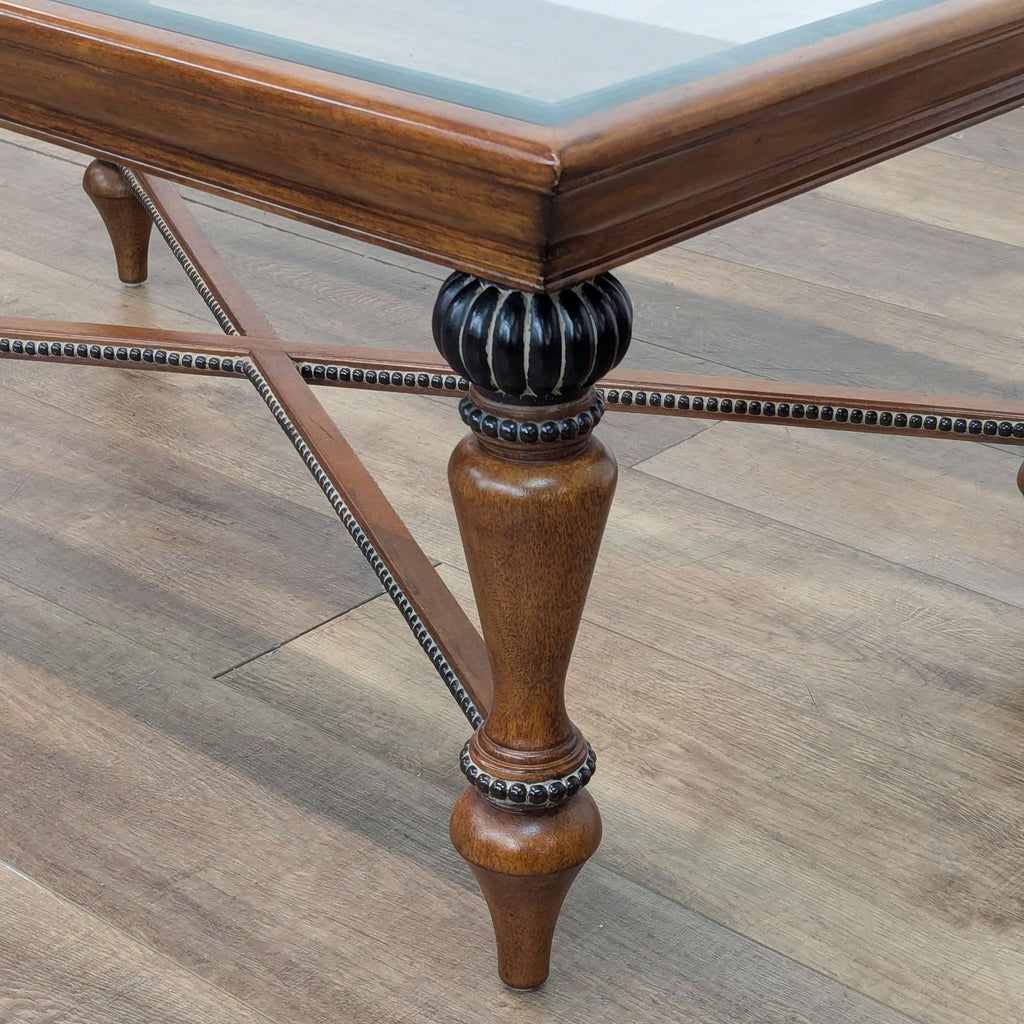 Glass Top Coffee Table with Bead Trim
