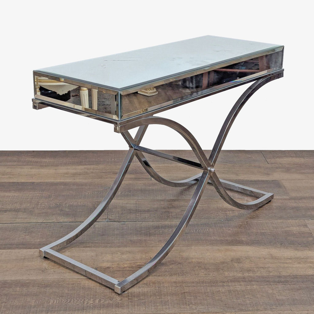 Mirrored Console Table on Chrome Finished Base