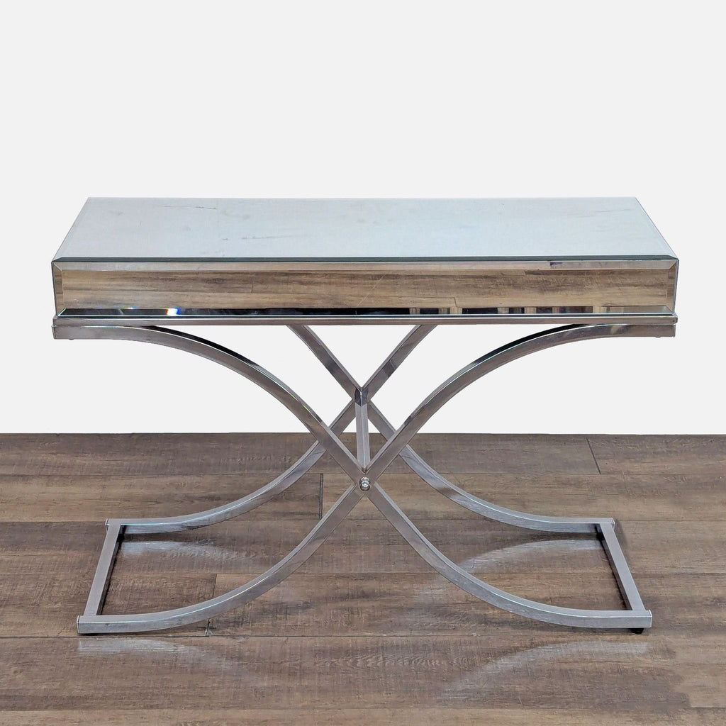 Mirrored Console Table on Chrome Finished Base