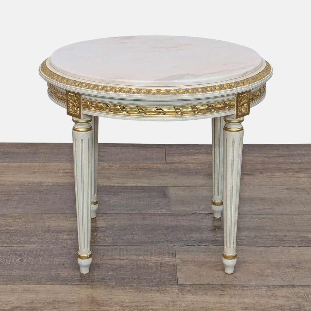French Style Louis XVI Round End Table