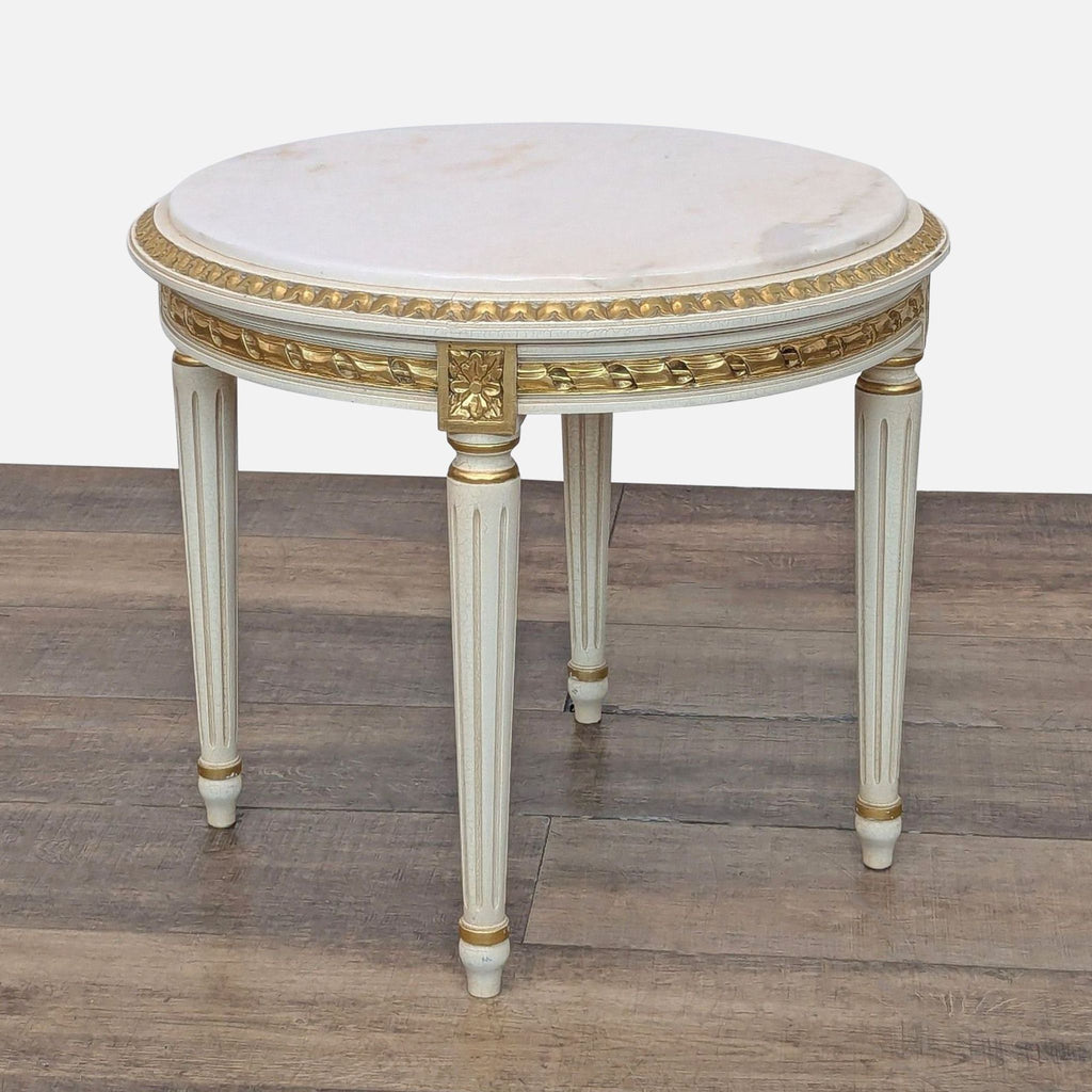 French Style Louis XVI Round End Table