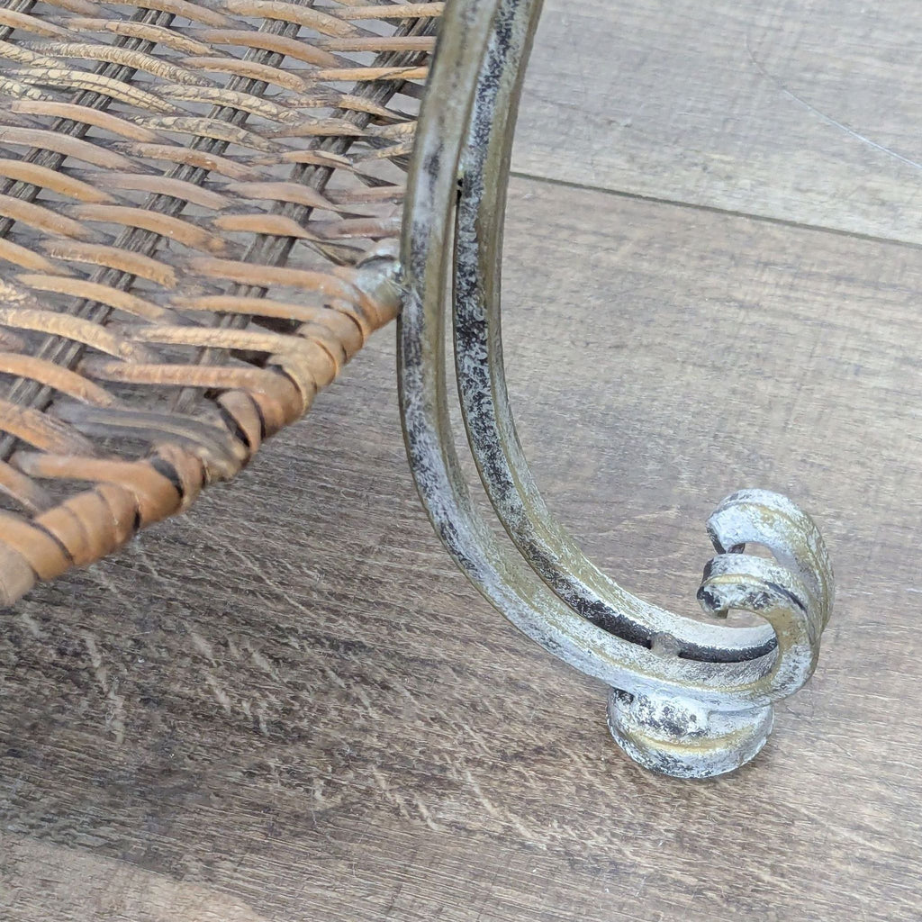 Patterned Wicker and Metal End Table with Shelf