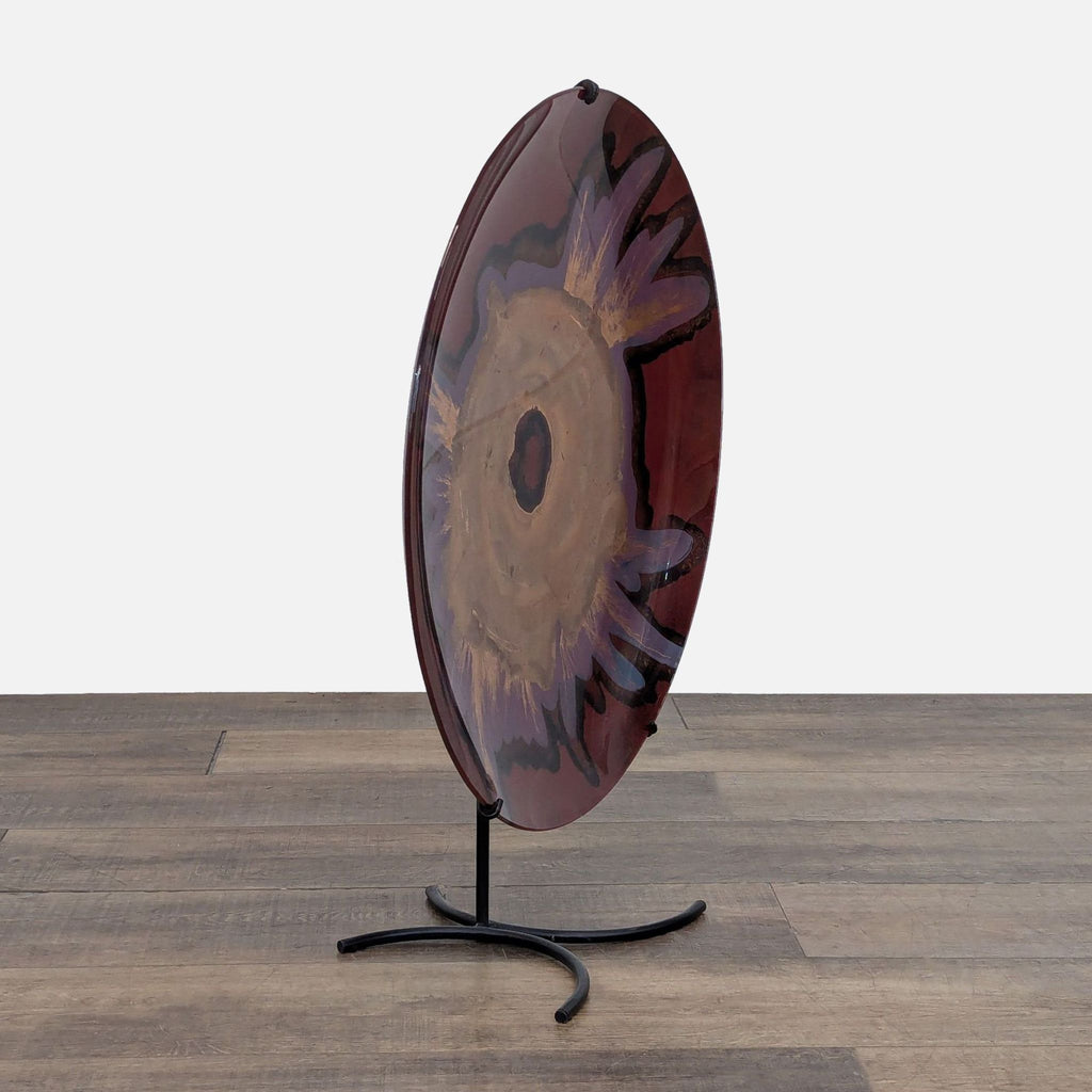 Abstract Glazed Decorative Plate on Stand