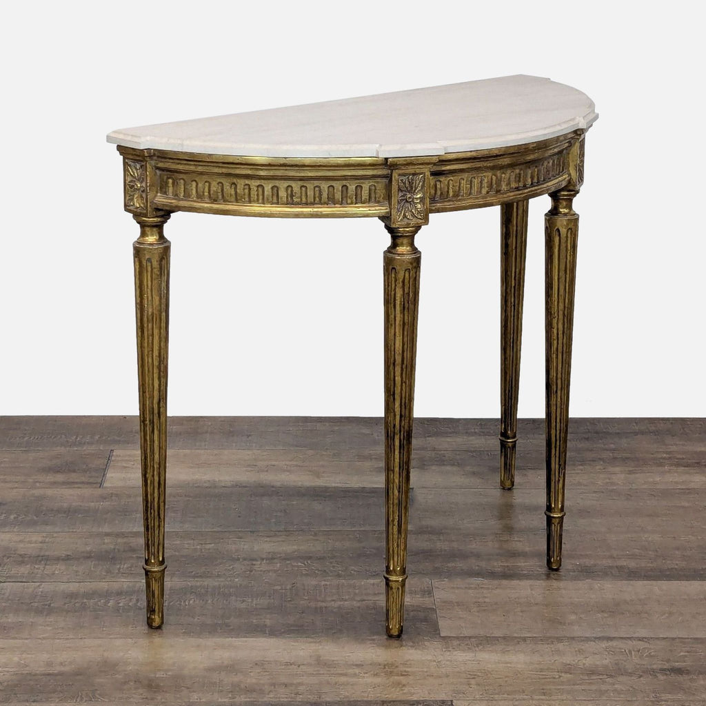 Demilune Console Table with Marble Top