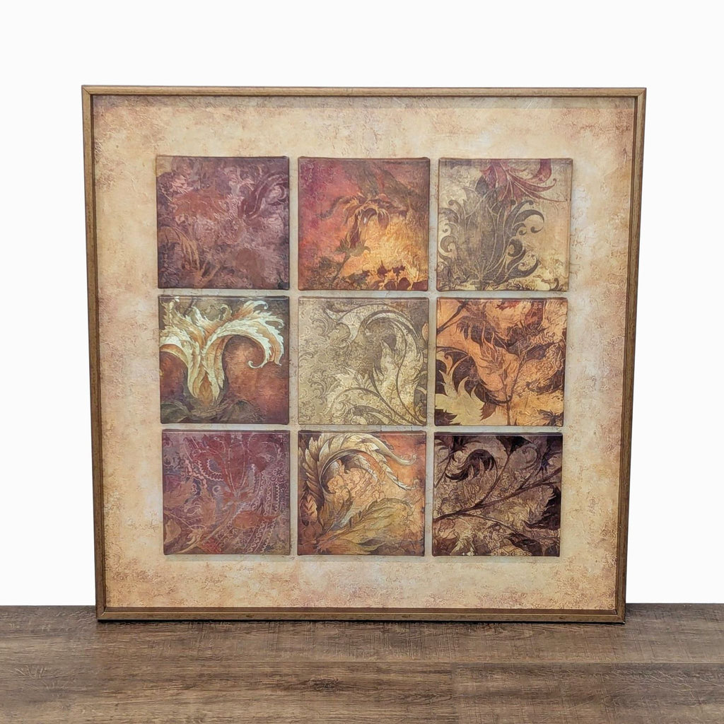 Art mosaic with nine Giclee prints, framed and mounted on canvas.