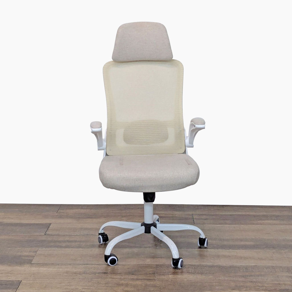Reperch chair with breathable mesh back and cushioned headrest.