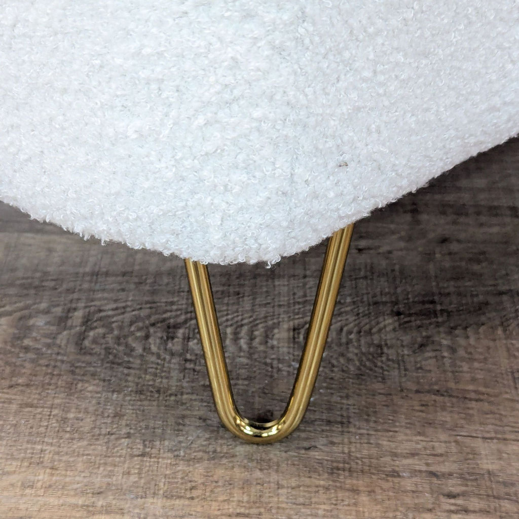 Storage Ottoman with Gold Hairpin Legs