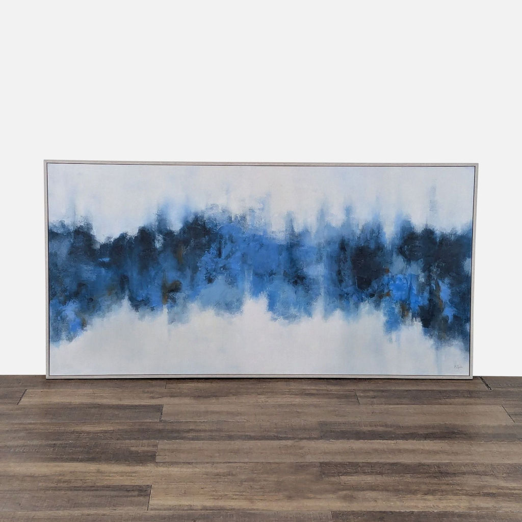 Framed abstract painting with blue hues by Maker & Moss.