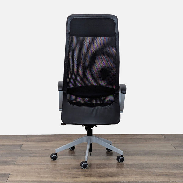 Ergonomic office chair with high back and caster wheels, Reperch brand.