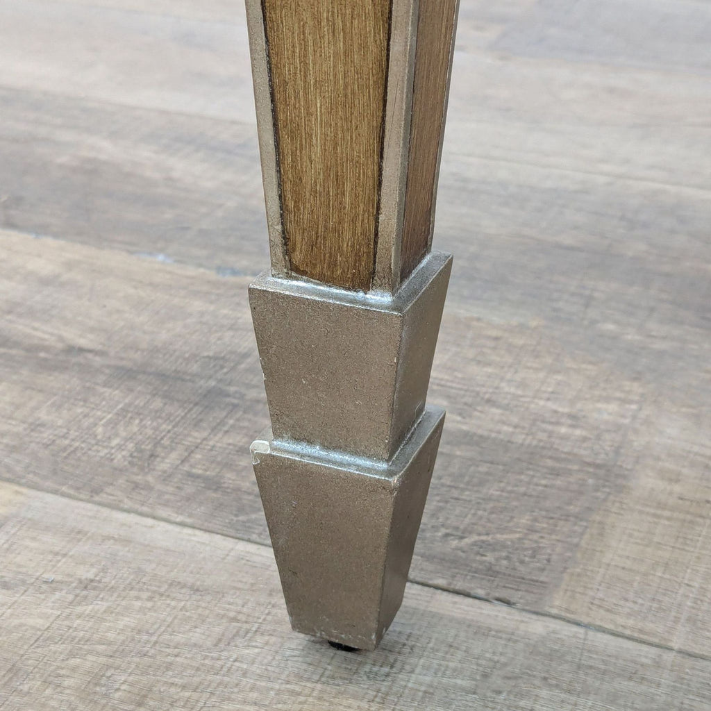 Wood Console Table with Metal Trim