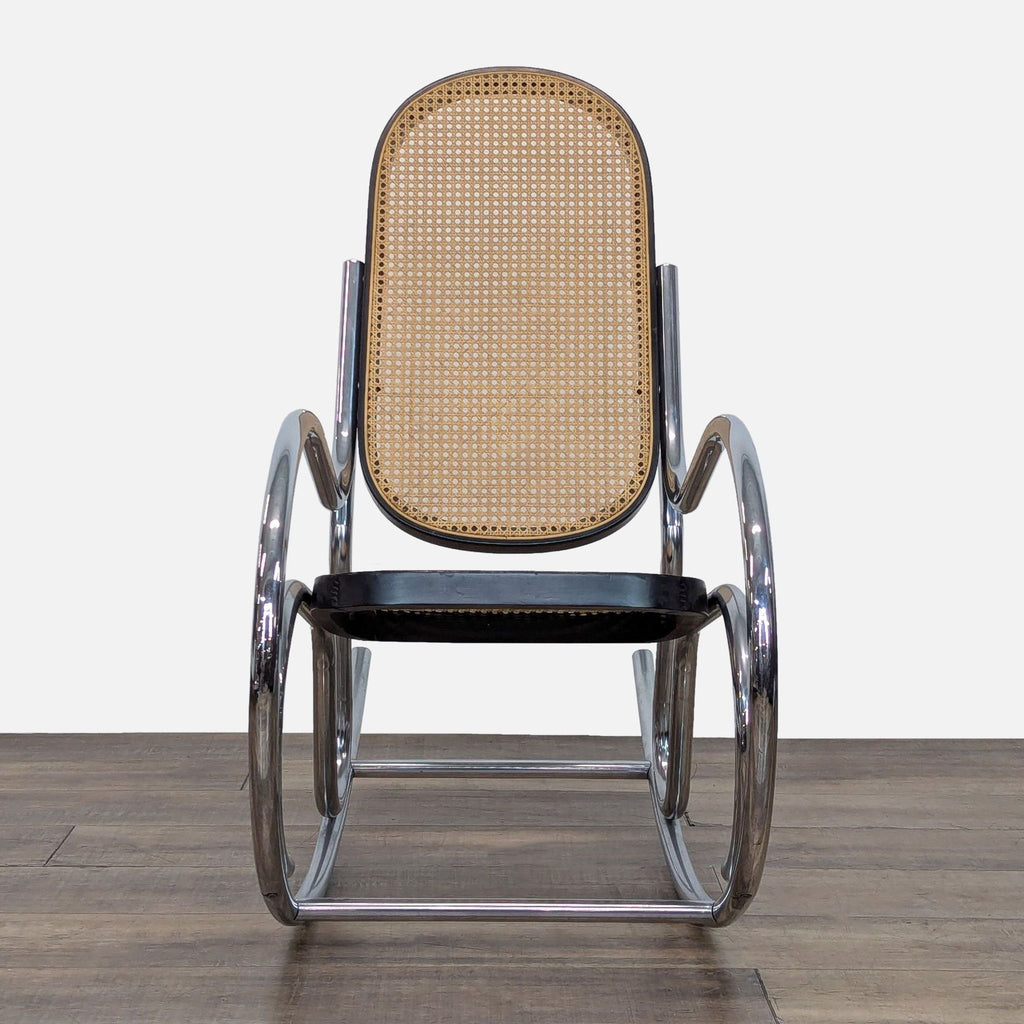 Vintage Chesa Metal and Rattan Rocking Chair