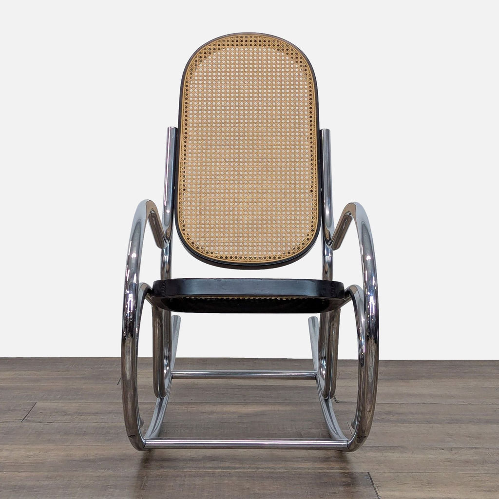 Vintage Chesa Metal and Rattan Rocking Chair