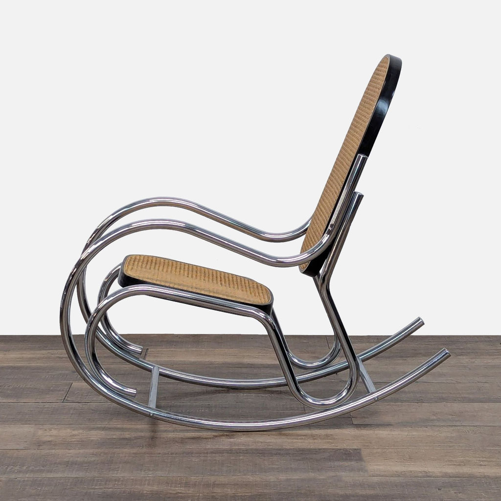 Vintage Chesa Metal and Rattan Rocking Chair