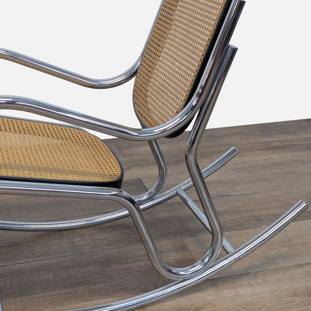 Vintage Chesa Metal and Rattan Rocking Chair