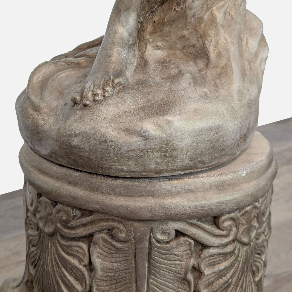 Tall Cast Stone Sculpture of Woman with Urn