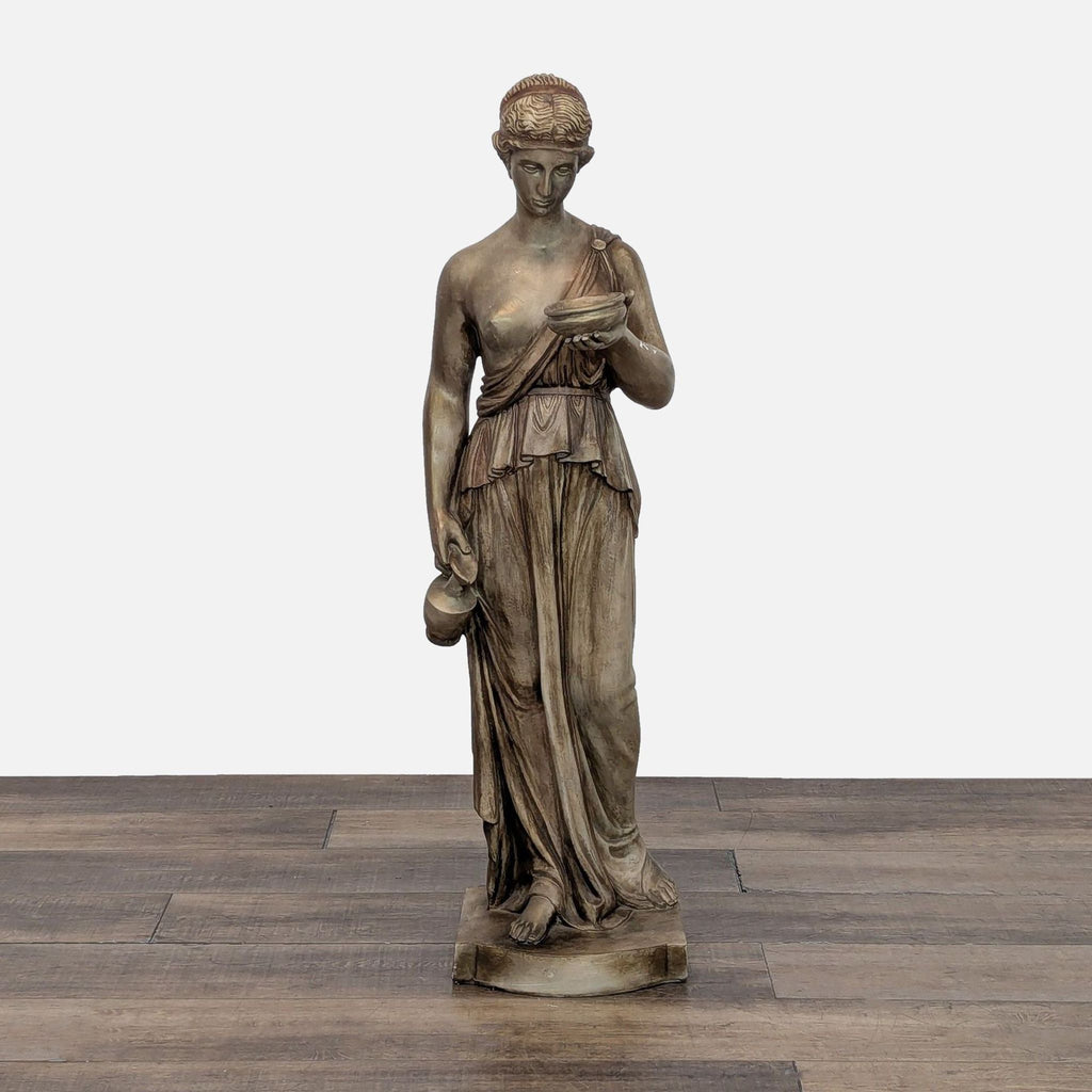 Bronze statue of Hebe by Florentine Art Studio, holding a cup with grace and elegance.