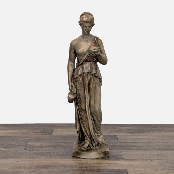 Bronze statue of Hebe by Florentine Art Studio, holding a cup with grace and elegance.