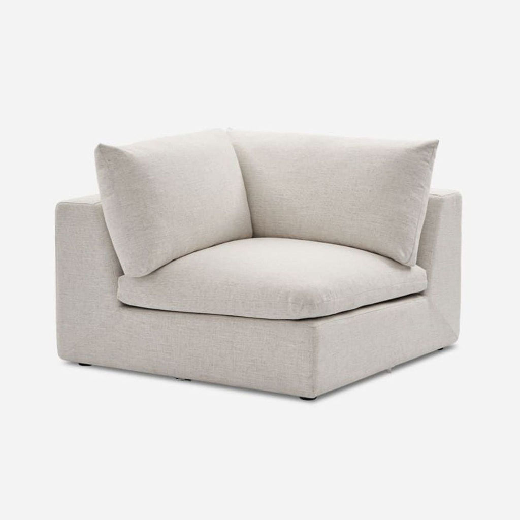 Beach Linen upholstered sectional by Castlery, featuring washable cushion covers.