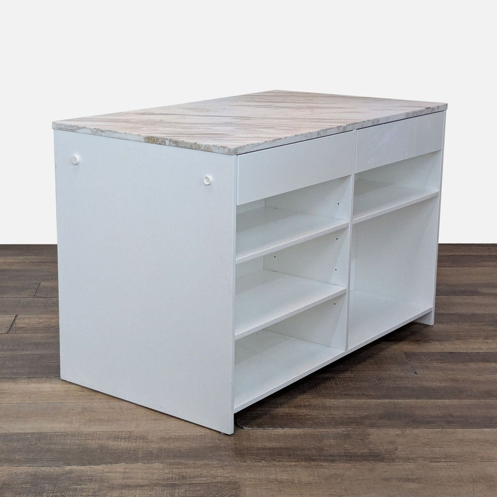 CB2 White Marble Kitchen Island