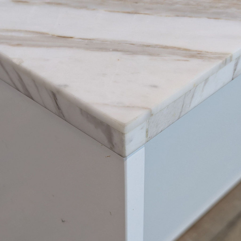 CB2 White Marble Kitchen Island