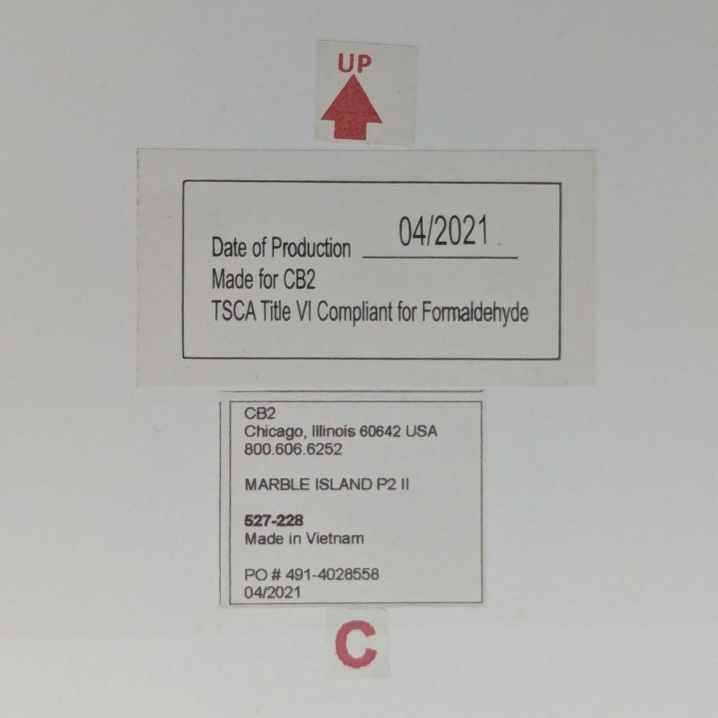 CB2 White Marble Kitchen Island