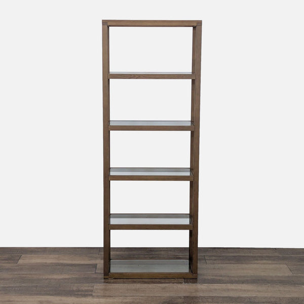 Reperch bookshelf with wood frame and 5 glass shelves.  