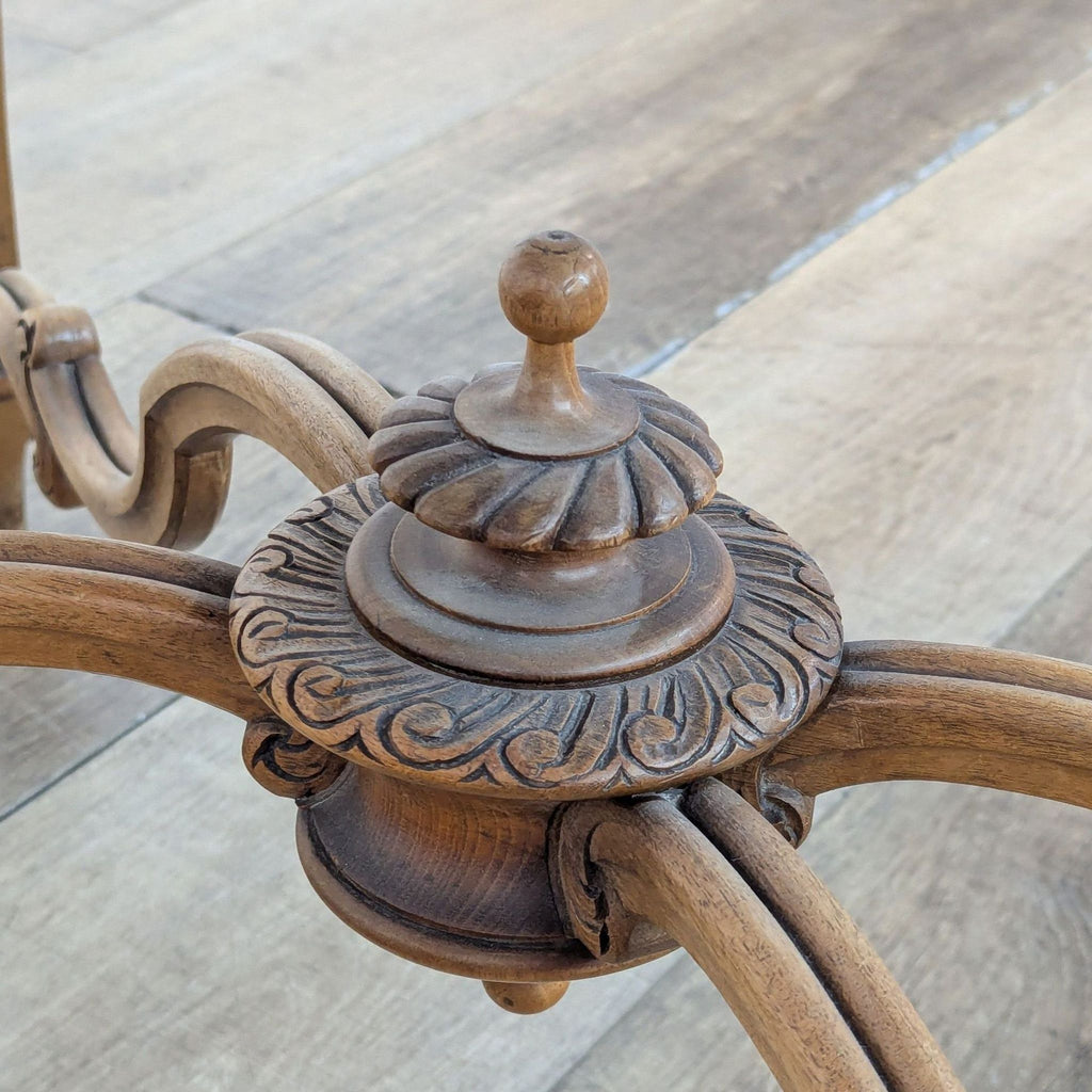 Carved Wood Console Table with Marble Top