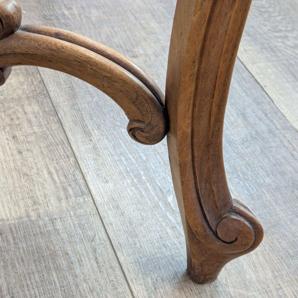 Carved Wood Console Table with Marble Top