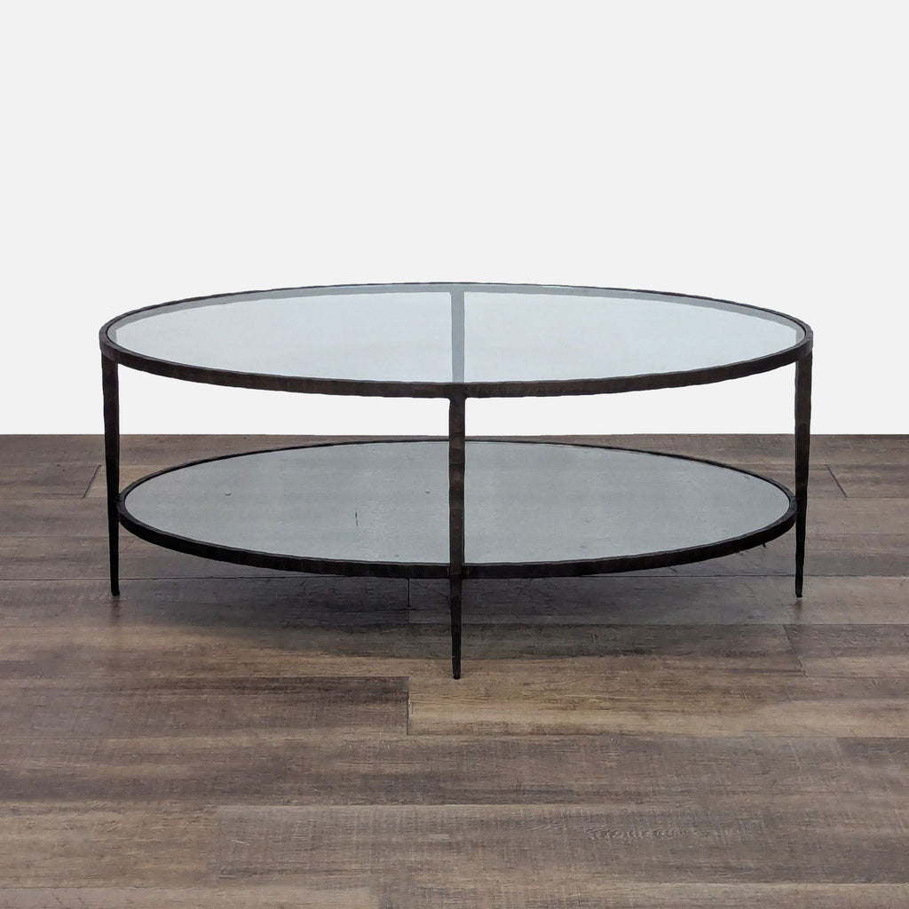 Glass and Metal Coffee Table with Mirror Shelf