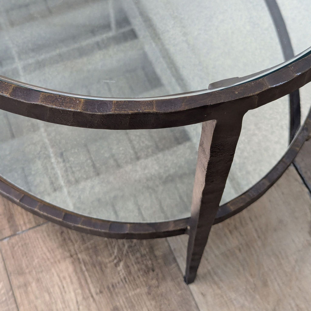 Glass and Metal Coffee Table with Mirror Shelf
