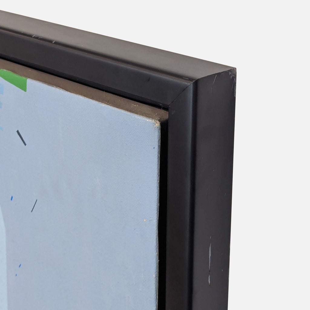 3. Corner detail of the painting’s sturdy black frame, highlighting canvas depth and framing quality.