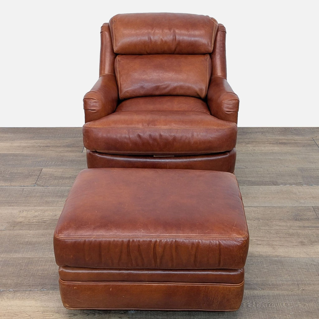 Whittemore-Sherrill Leather Lounge Chair with Ottoman