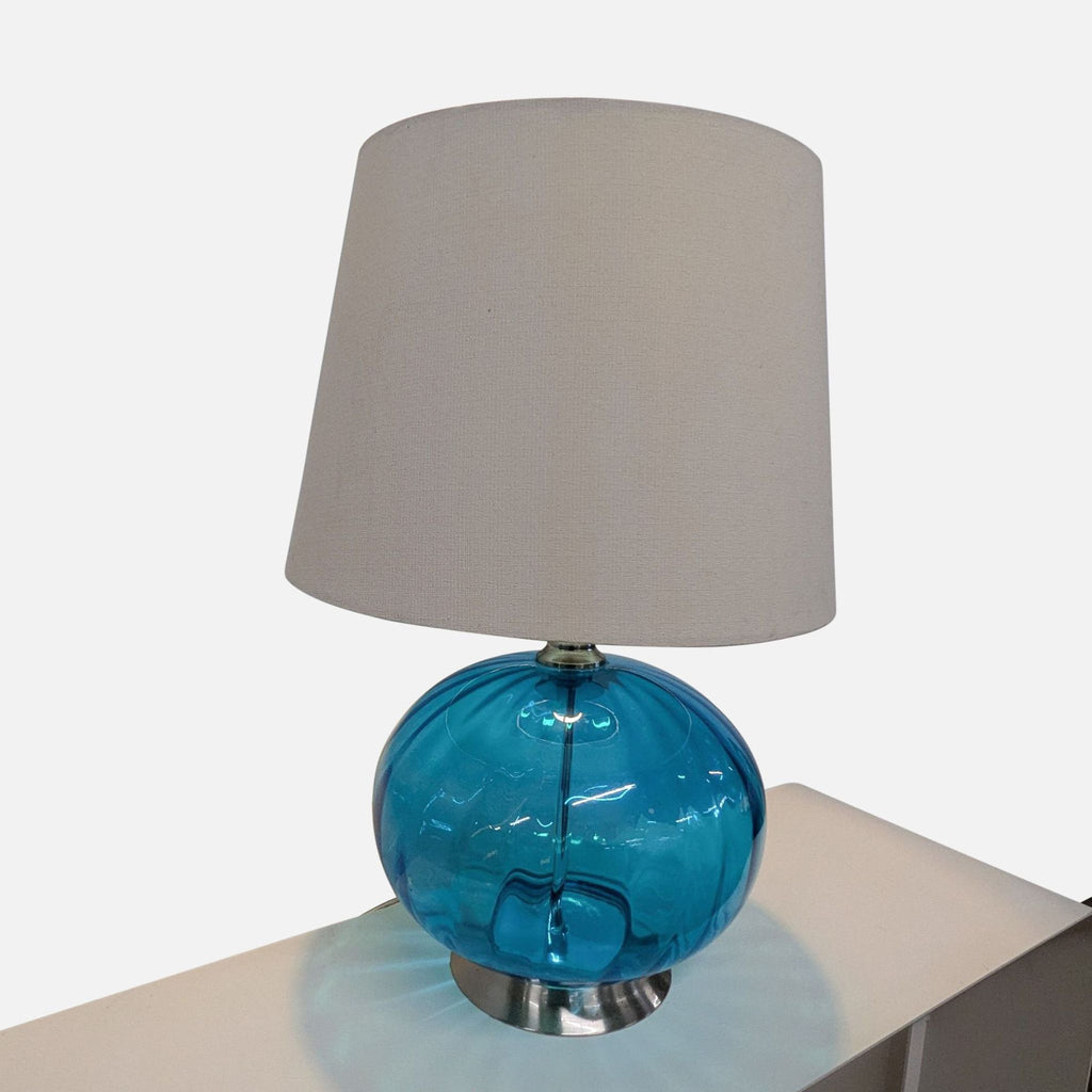 Pier 1 Modern Blue Glass Table Lamp