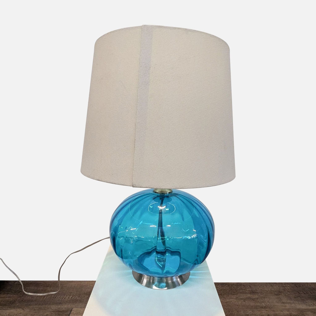 Pier 1 Modern Blue Glass Table Lamp