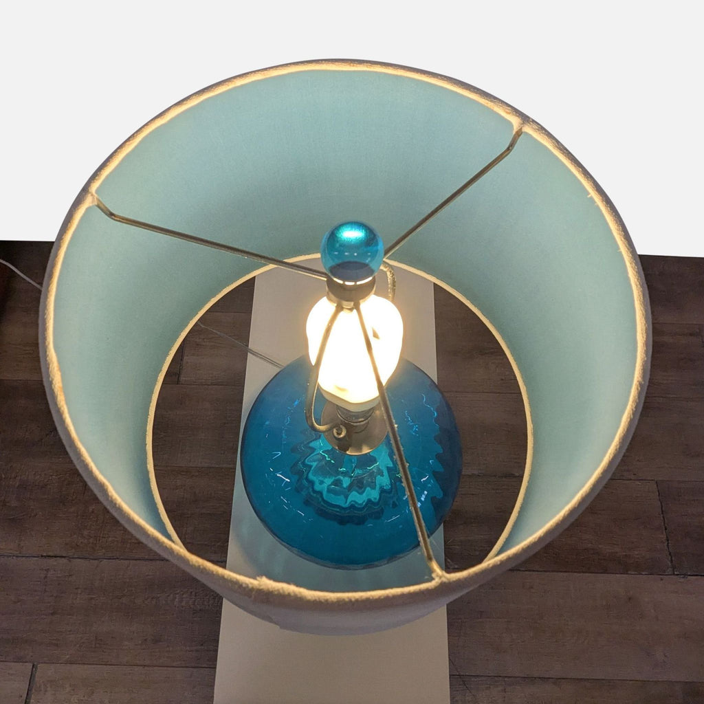 Pier 1 Modern Blue Glass Table Lamp