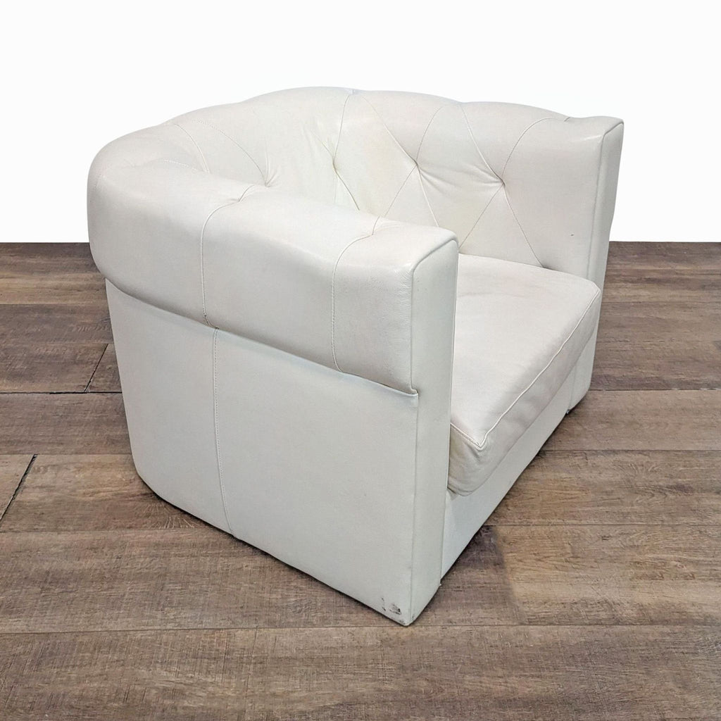 West Elm Modern Tufted Leather Lounge Chair