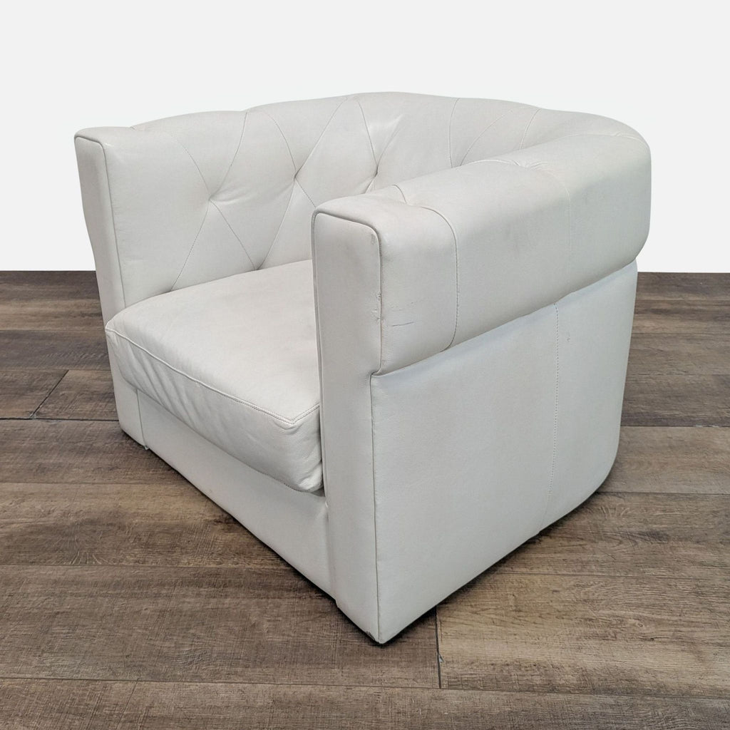 West Elm Modern Tufted Leather Lounge Chair