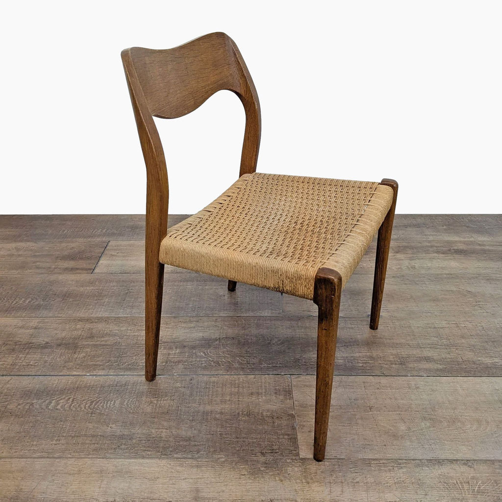 Mid-Century Modern Style Woven Seat Wooden Chair