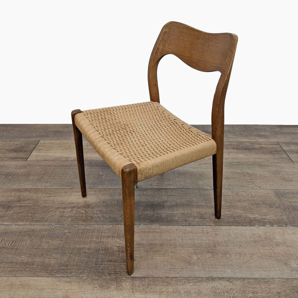 Mid-Century Modern Style Woven Seat Wooden Chair