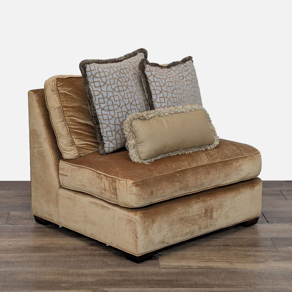 Plush Classic VelvetLounge Chair with Decorative Pillows