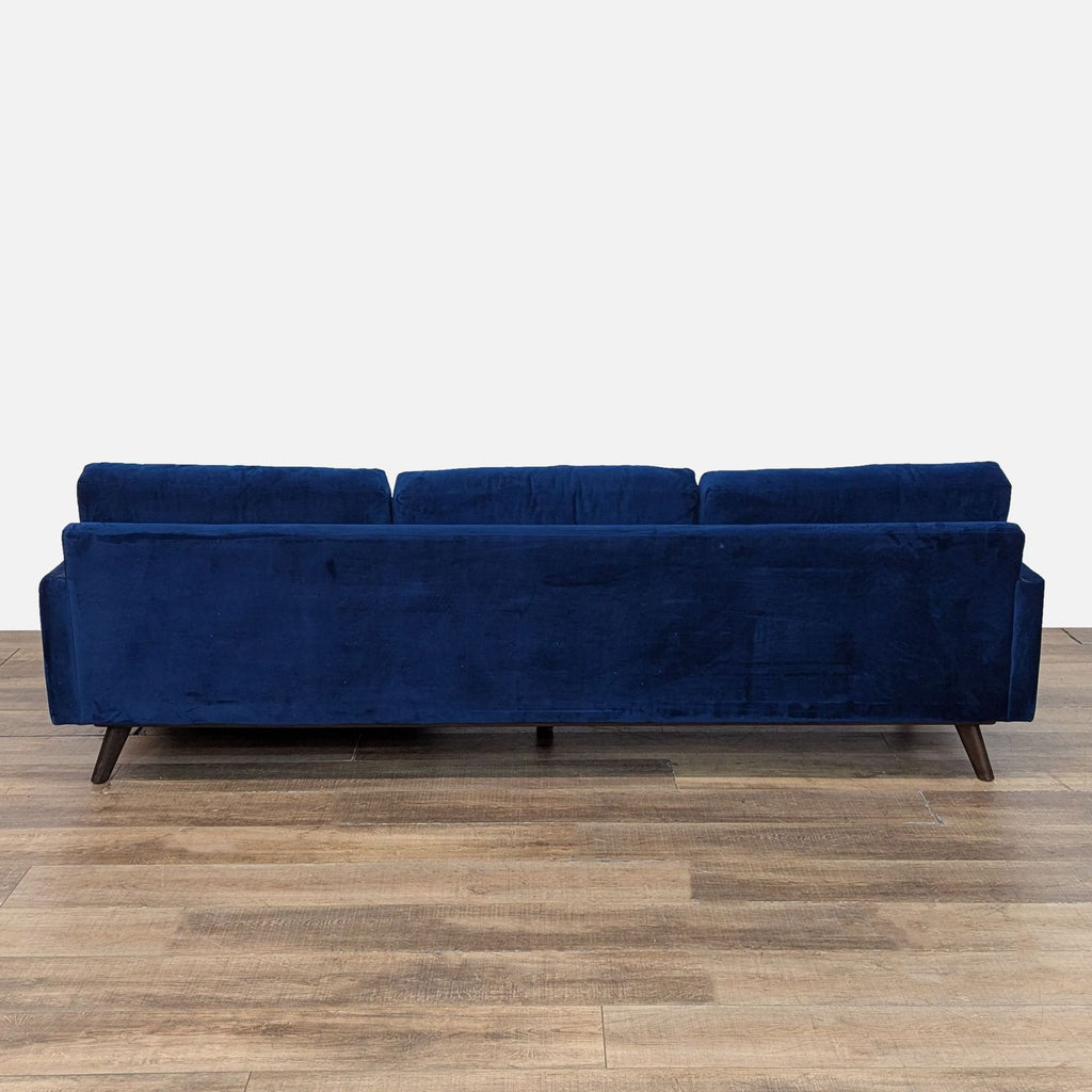 Joybird Hopson Blue Velvet Modern Sectional Sofa with Chaise
